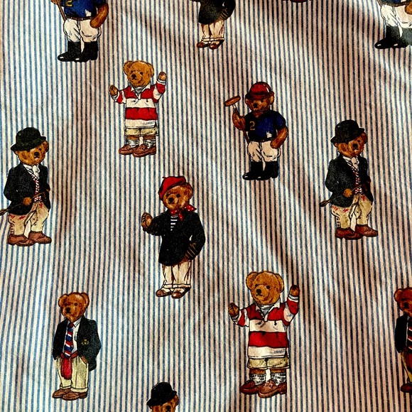Ralph Lauren Other - Vintage Ralph Lauren Teddy Polo Bear pin-stripe Flat sheet